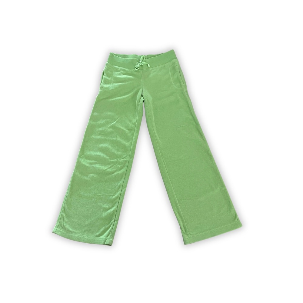 Girls Lime Green Fleece Wide Leg Lounge Pants with Pockets Size S (8)